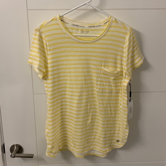 Tops - Calvin Klein Yellow‎ Striped TShirt Cotton